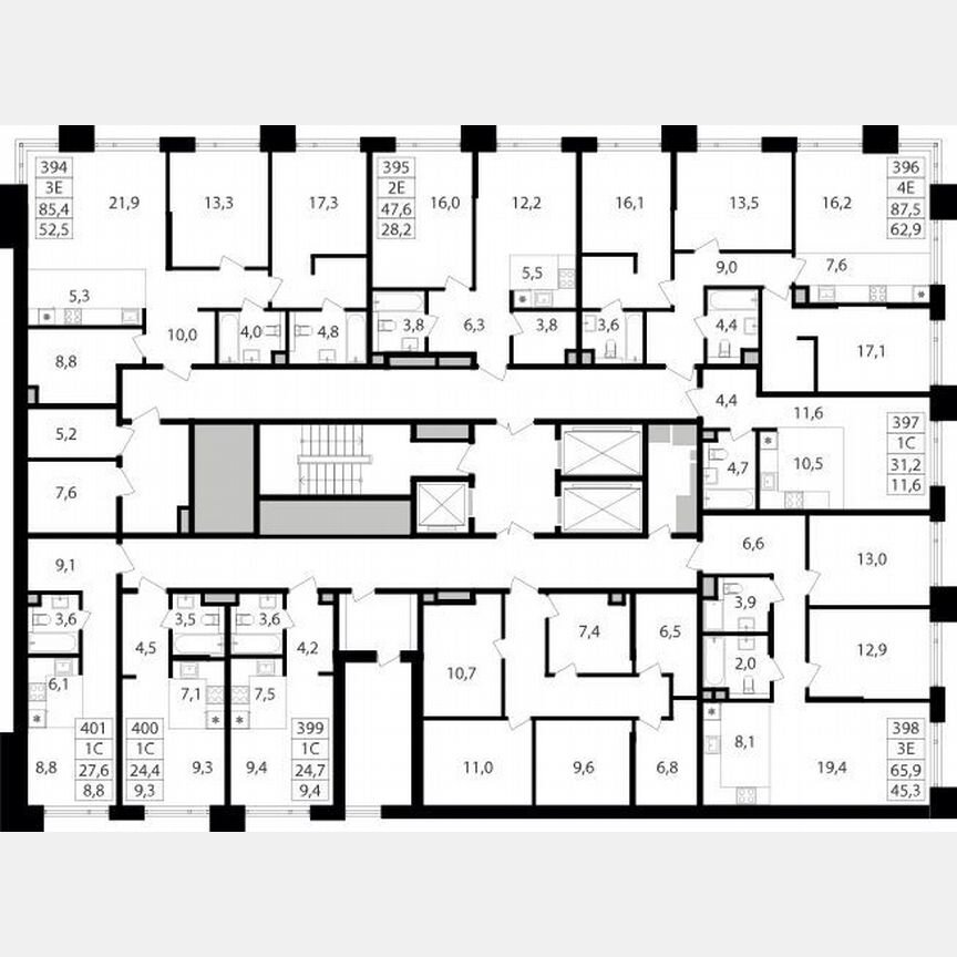 2-к. квартира, 85,4 м², 2/25 эт.