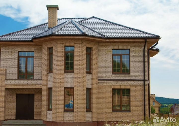 Остекление Котеджа окна коричневые