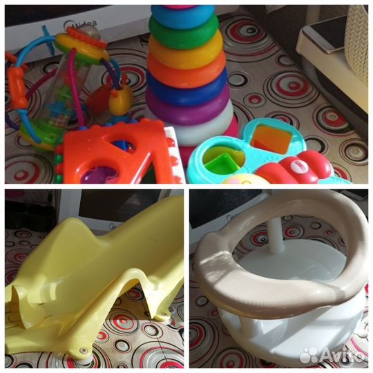 Горка для купания, сиденье для купания, игрушки