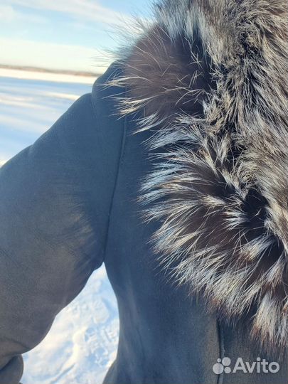 Дублёнка с воротником из чернобурой лисы