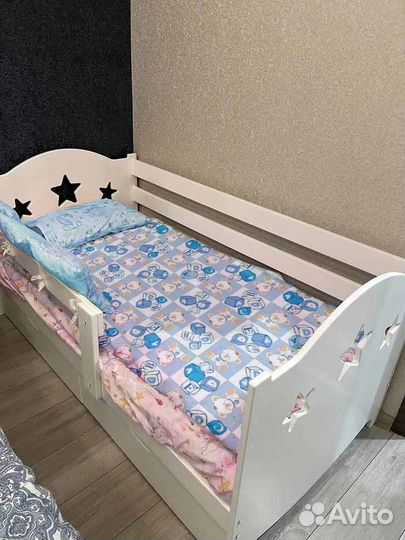 Кроватка берёза от 2х лет сингл высокий борт