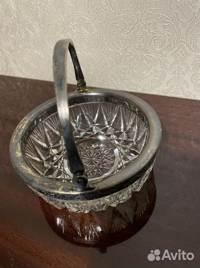 Фруктовница. Серебро. Хрусталь. СССР