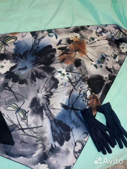 Косынка на флисе и перчатки