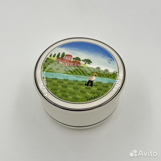 Шкатулка (бонбоньерка) c наивным сельским пейзажем