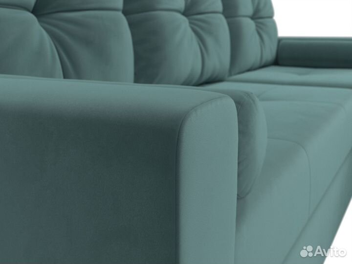 Диван угловой Верона правый угол, велюр, бирюзовый