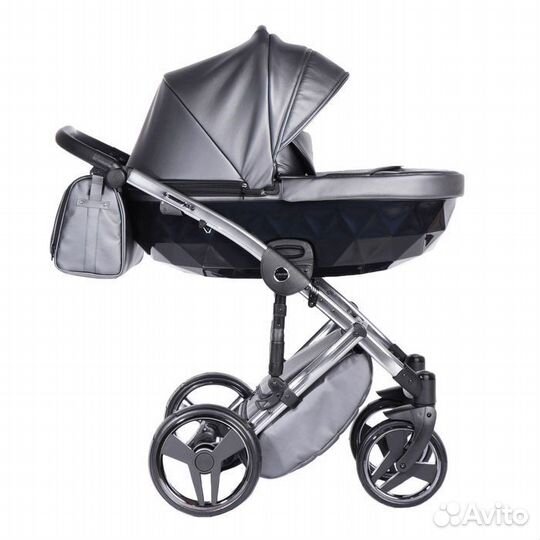 Коляска 2 в 1 Junama Fluo Line, кожа, цвет серый