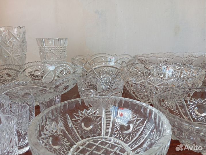 Вазы хрустальные СССР. Стопки. Комплект