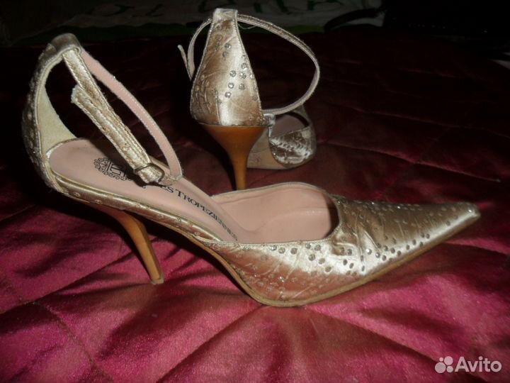 Туфли вечерние, шелк со стразами, Италия, р.39
