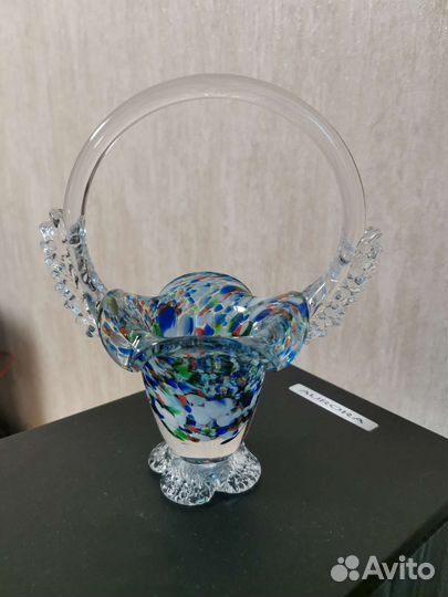 Хрустальная корзинка конфетница