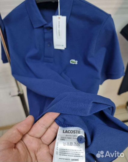 Поло Lacoste синий цвет S-2Xl