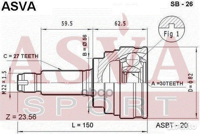 ШРУС наружный 30x56x27 sb26 asva