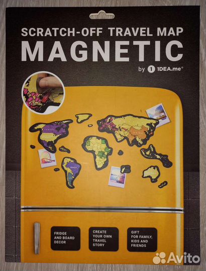 Travel Map Magnetic World, магнитная скретч карта