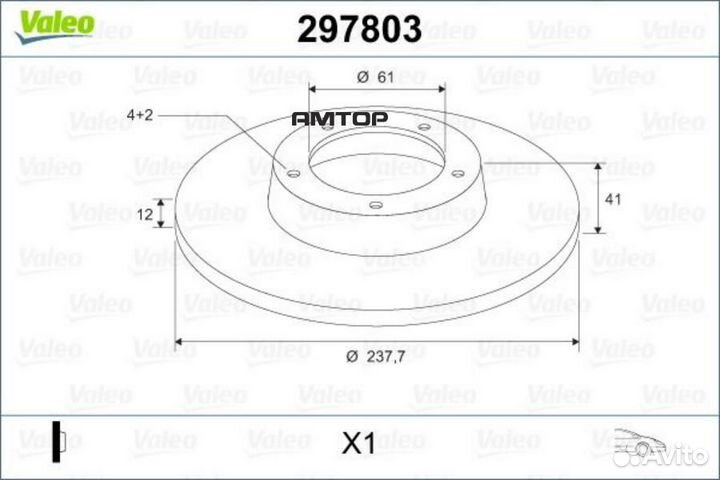 Valeo 297803 Диск тормозной передний valeo 297803