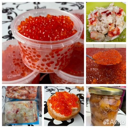 Икра красная высшего качества и мясо краба