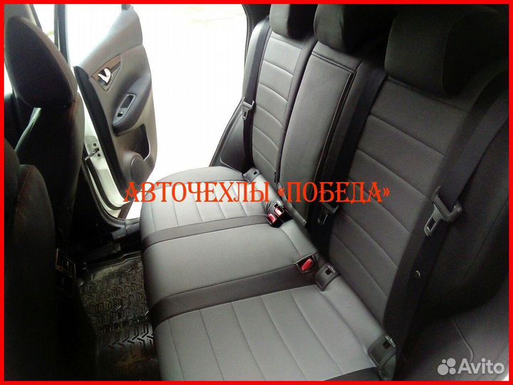 Чехлы Nissan Qashqai 2 из экокожи чёрно-серые