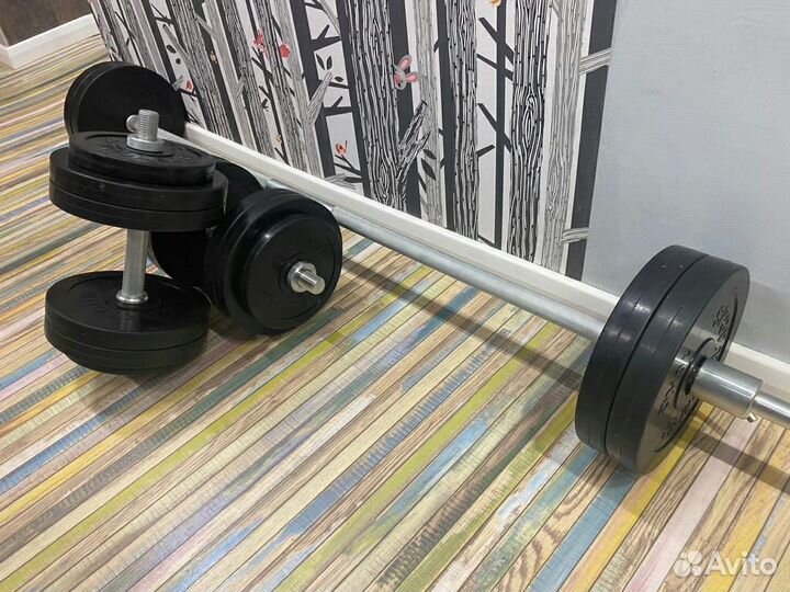 Штанга + гантели 55 кг