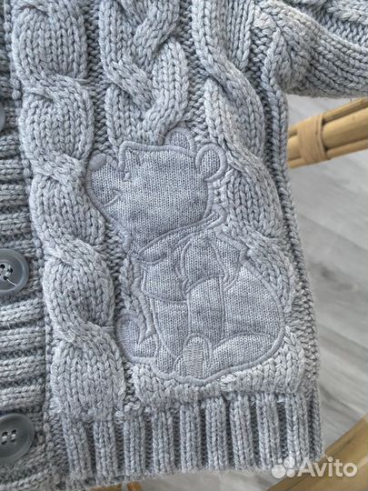 Кофта вязаная с капюшоном серая р.62