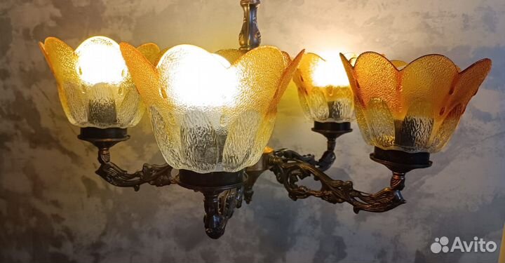 Бронзовая винтажная люстра Югославия