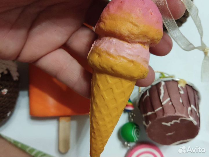 Ёлочные игрушки пирожное, мороженое, сладости