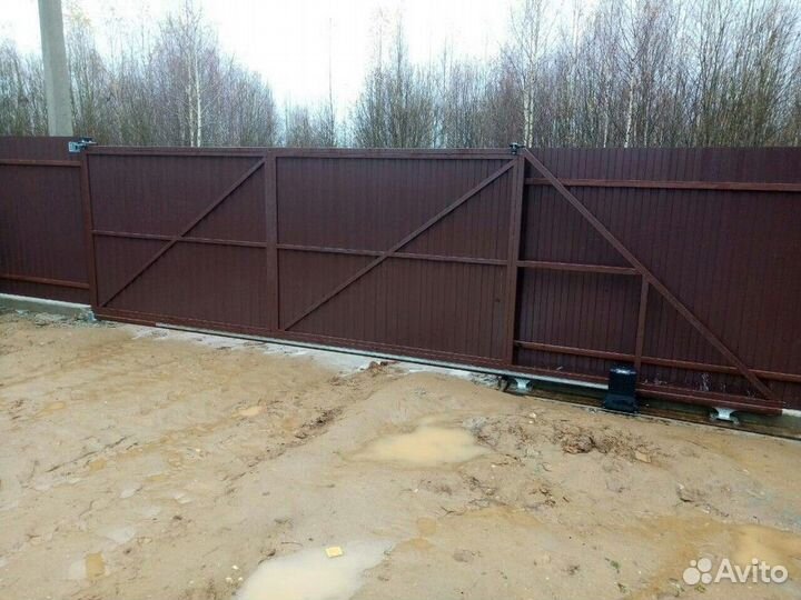 Откатные ворота под ключ с доставкой и установкой