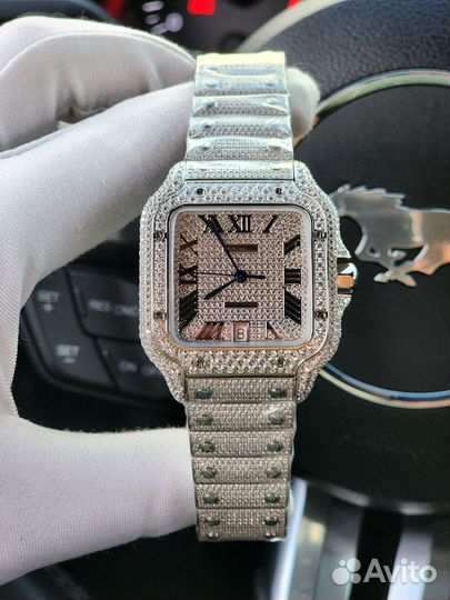 Часы с камнями Cartier Santos