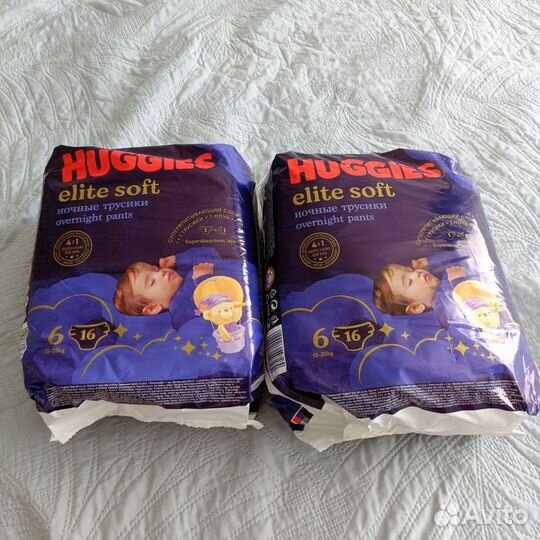 Подгузники трусики huggies elite soft 6 ночные