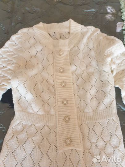 Платье вязаное женское белое