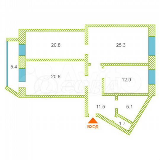 3-к. квартира, 98 м², 2/5 эт.