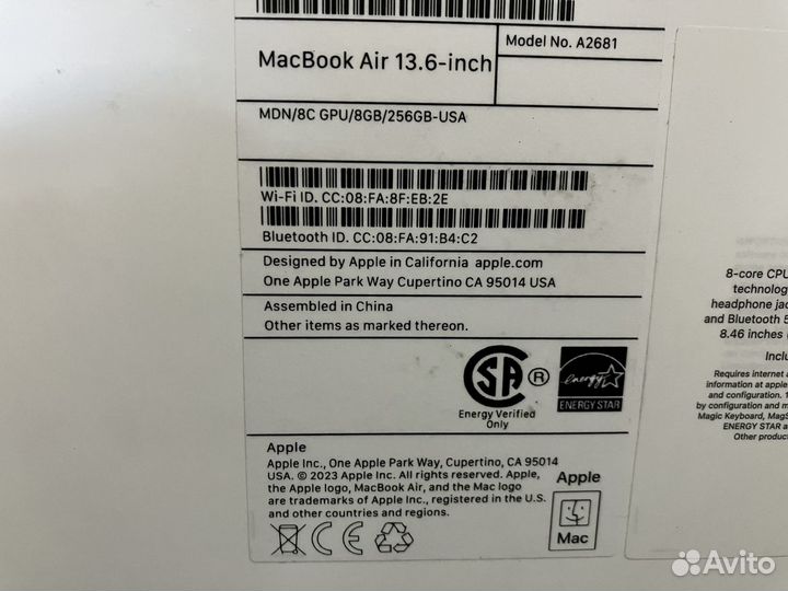 Новый Apple MacBook Air 13.6 M2 8GB 256GB Midnight