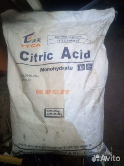 Лимонная кислота моногидрат 25 кг(мешок)