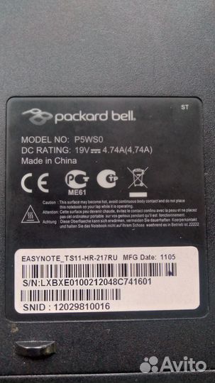 Ноутбук Packard Bell p5ws0
