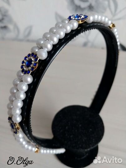 Ободок жемчужный ручной работы