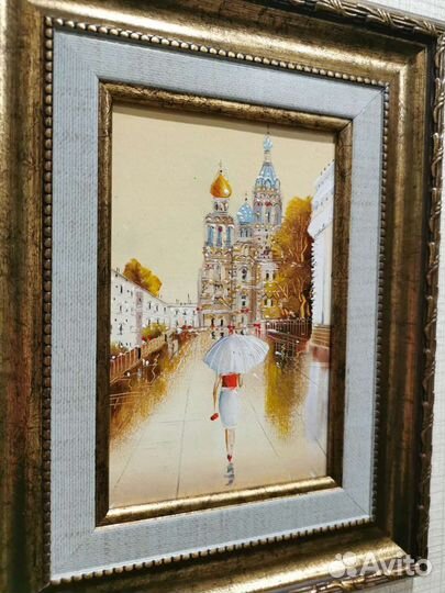 Картина маслом Девушка с зонтиком (с доставкой)