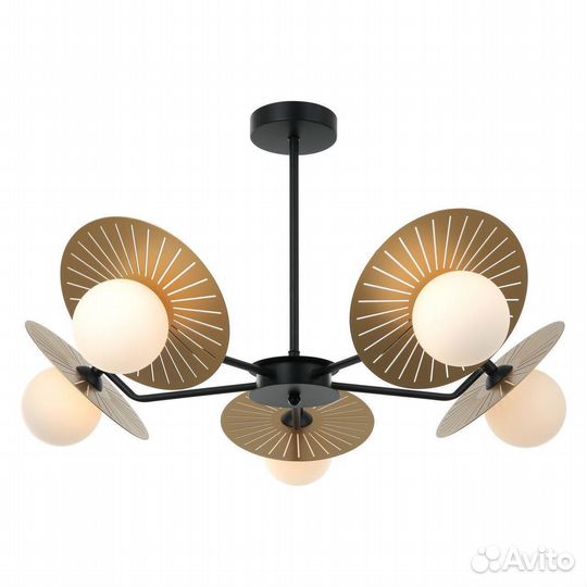 Люстра металл и стекло на кухню современная