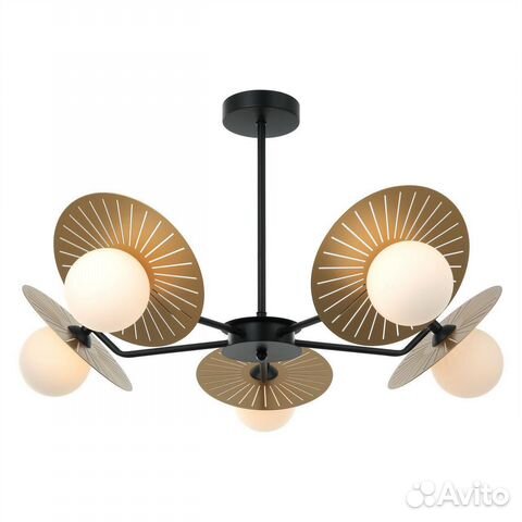 Люстра металл и стекло на кухню современная