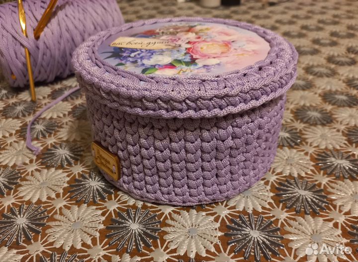 Шкатулка вязаная из шнура 