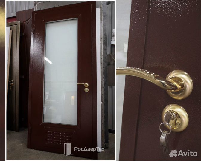 Дверь в котельную стекло и вентиляционная решетка