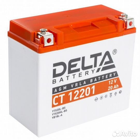 Аккумулятор 12В20Ач delta CT12201 (YTX20L-BS) (кис