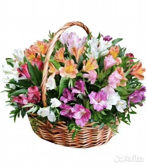 Корзина с цветами альстромерия