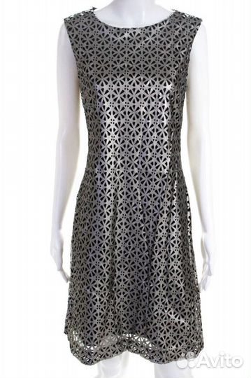 Кожаное серебрянное платье сарафан от Tahari М