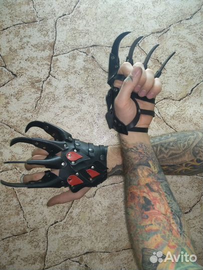 Наручи и перчатки с когтями из кожи