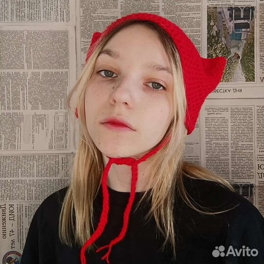 Чепчик с ушками вязаный