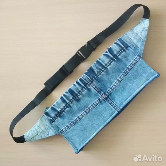 Джинсовая сумка на пояс (плечо)
