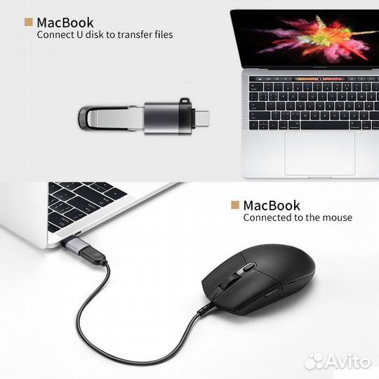 Переходник адаптер USB 3,0 Type-C OTG для Macbook
