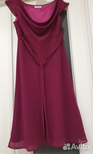 Платье в горох, фуксия Yessica цветы 44 размер