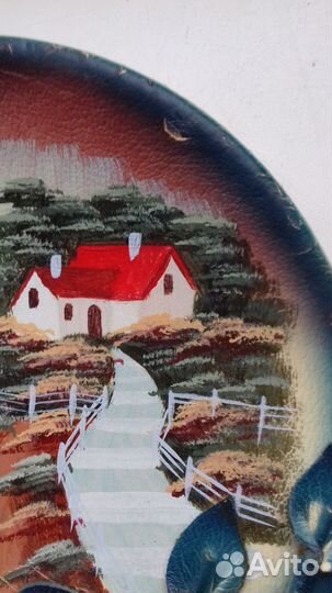 Декоративное панно. Тарелка в коже