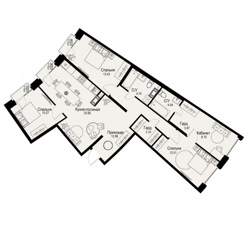 4-к. квартира, 100,1 м², 4/6 эт.