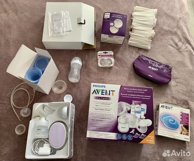 Электронный молокоотсос avent. Большой набор