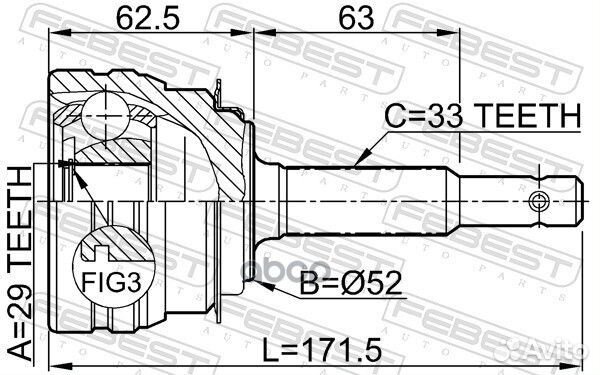 ШРУС наружный 29X52X33 chevrolet lanos 97- 1110