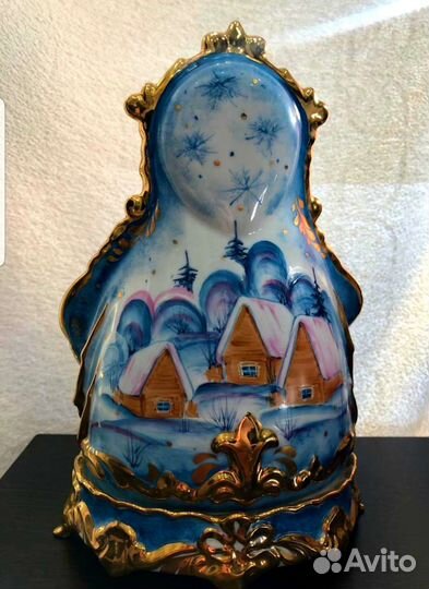 Часы настольные «Деревенька». Гжель